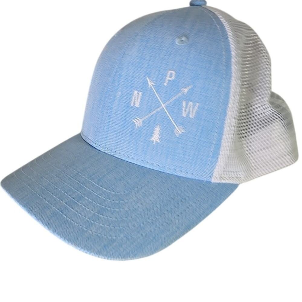 Embroidered Trucker Hat Baby Blue Pacific Northwest Campercore Gorpcore